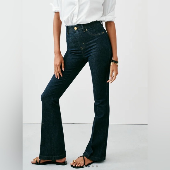 Spanx High-Rise Flare Jeans — Dark Indigo, Size Medium - Picture 1 of 4